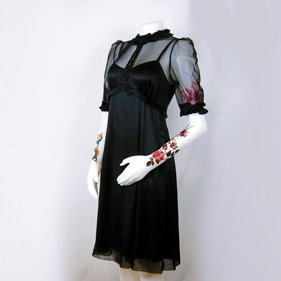 Marc Jacobs Black Silk and Lace Cocktail Dress - Picture 1 of 7